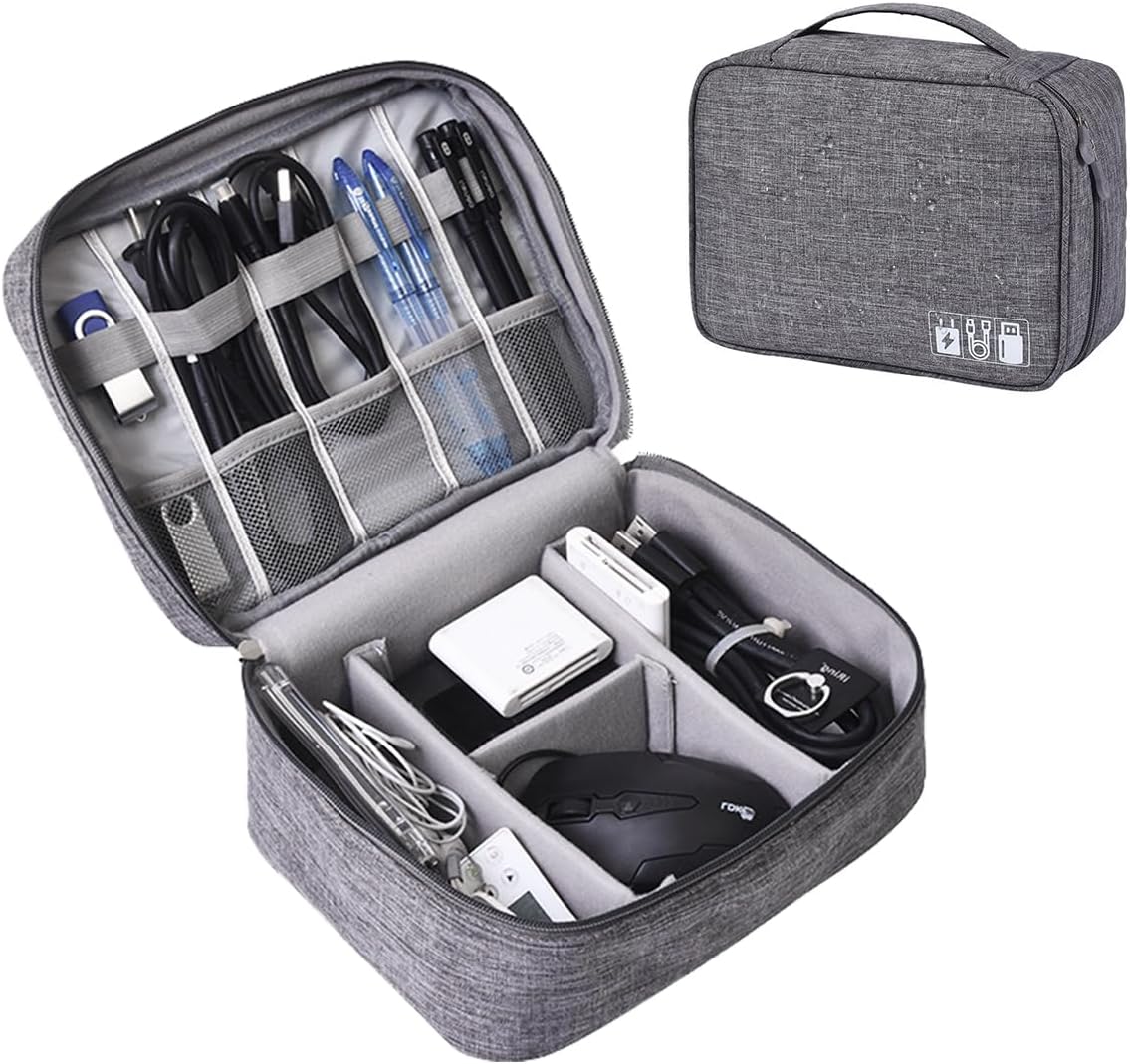 Tas voor kabelorganizer, reistas, elektronica accessoires, kabelopbergtas, waterdichte gadget-reistas voor USB-opladers, oplaadkabel, powerbank, mobiele telefoon (grijs) - Image 2