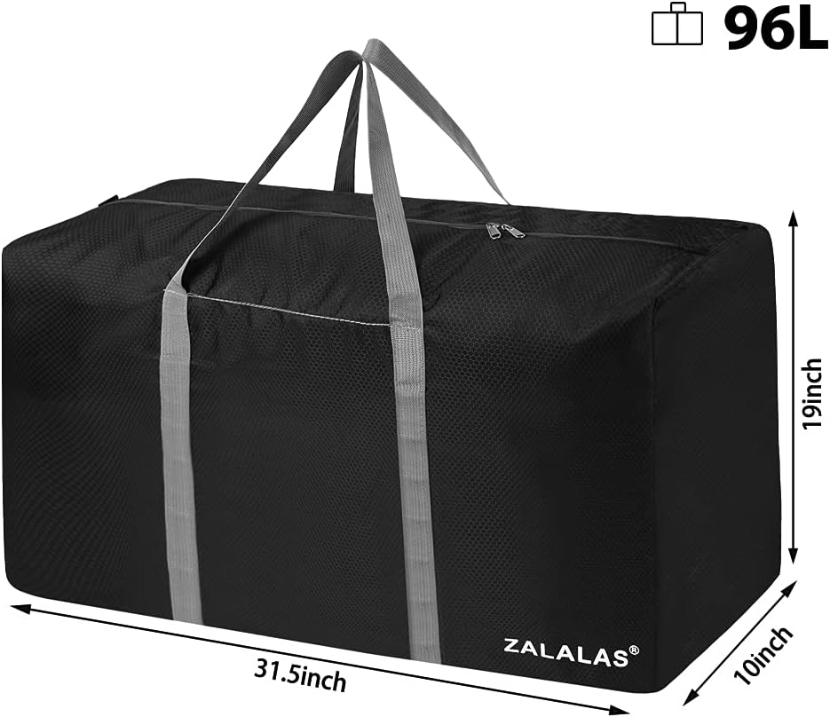 ZALALALAS Extra Groe Duffle Bag Leicht, 78L/96L Travel Duffle Bag Faltbar fr Herren Damen Schwarz, Zwart, Black 96L, Waterbestendig - Image 3