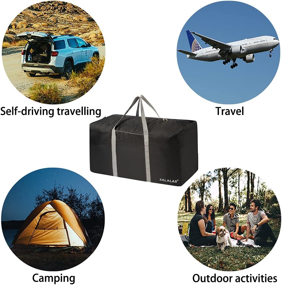 ZALALALAS Extra Groe Duffle Bag Leicht, 78L/96L Travel Duffle Bag Faltbar fr Herren Damen Schwarz, Zwart, Black 96L, Waterbestendig - Image 7