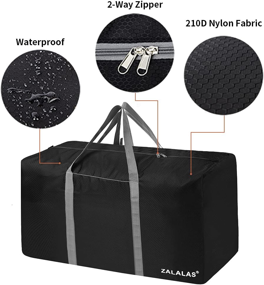 ZALALALAS Extra Groe Duffle Bag Leicht, 78L/96L Travel Duffle Bag Faltbar fr Herren Damen Schwarz, Zwart, Black 96L, Waterbestendig - Image 5