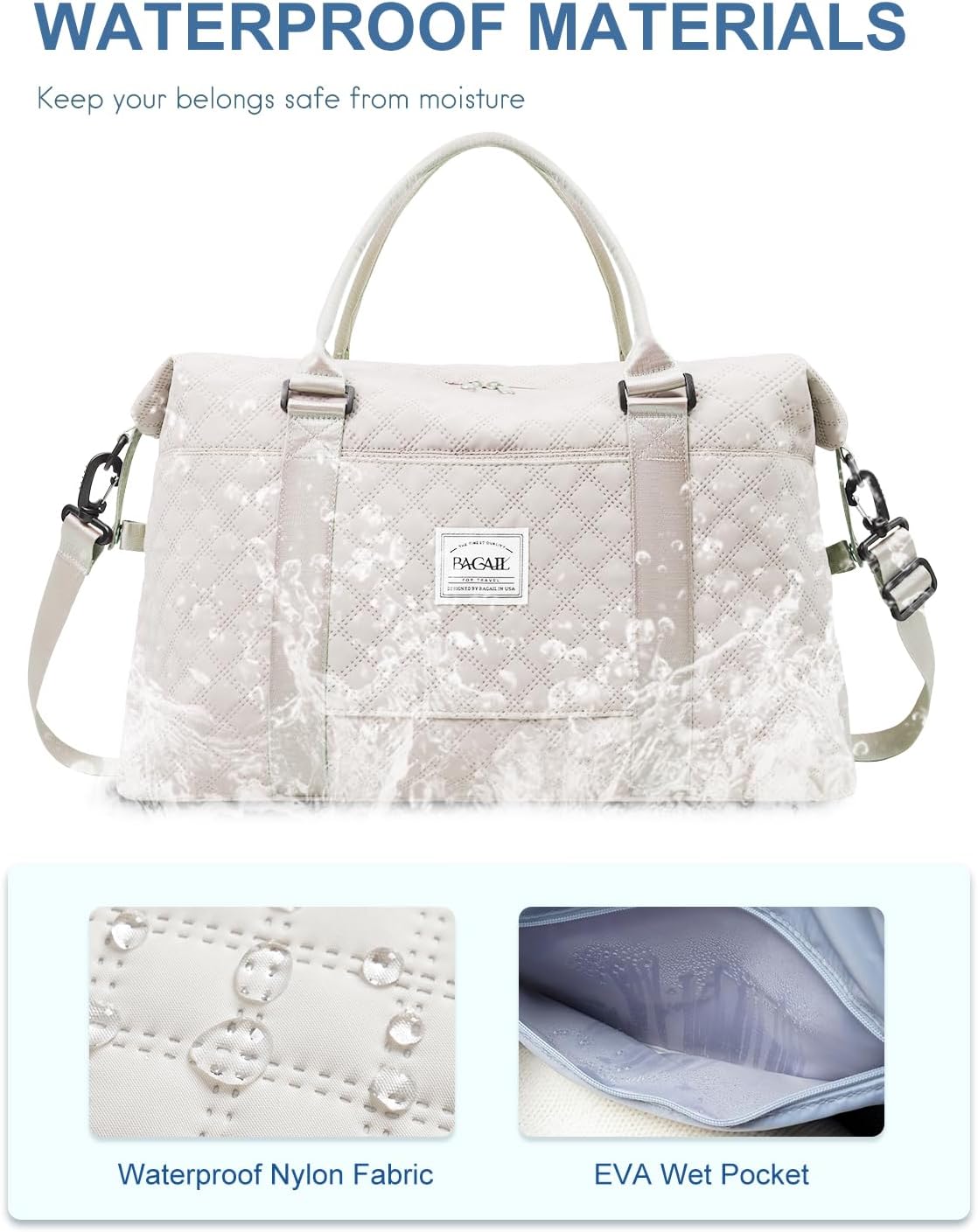 BAGAIL Reistas, weekendtassen voor vrouwen, overnachting gym draagtas met natte zak, ziekenhuis moeder tas voor arbeid en levering, Bb-ivoor, Reizen Duffle - Image 5