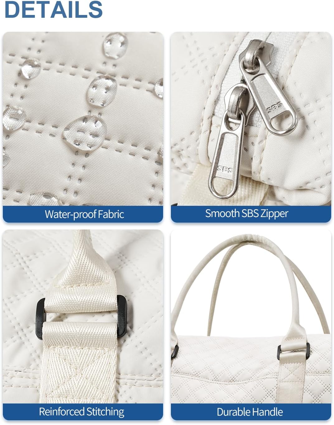 BAGAIL Reistas, weekendtassen voor vrouwen, overnachting gym draagtas met natte zak, ziekenhuis moeder tas voor arbeid en levering, Bb-ivoor, Reizen Duffle - Image 9