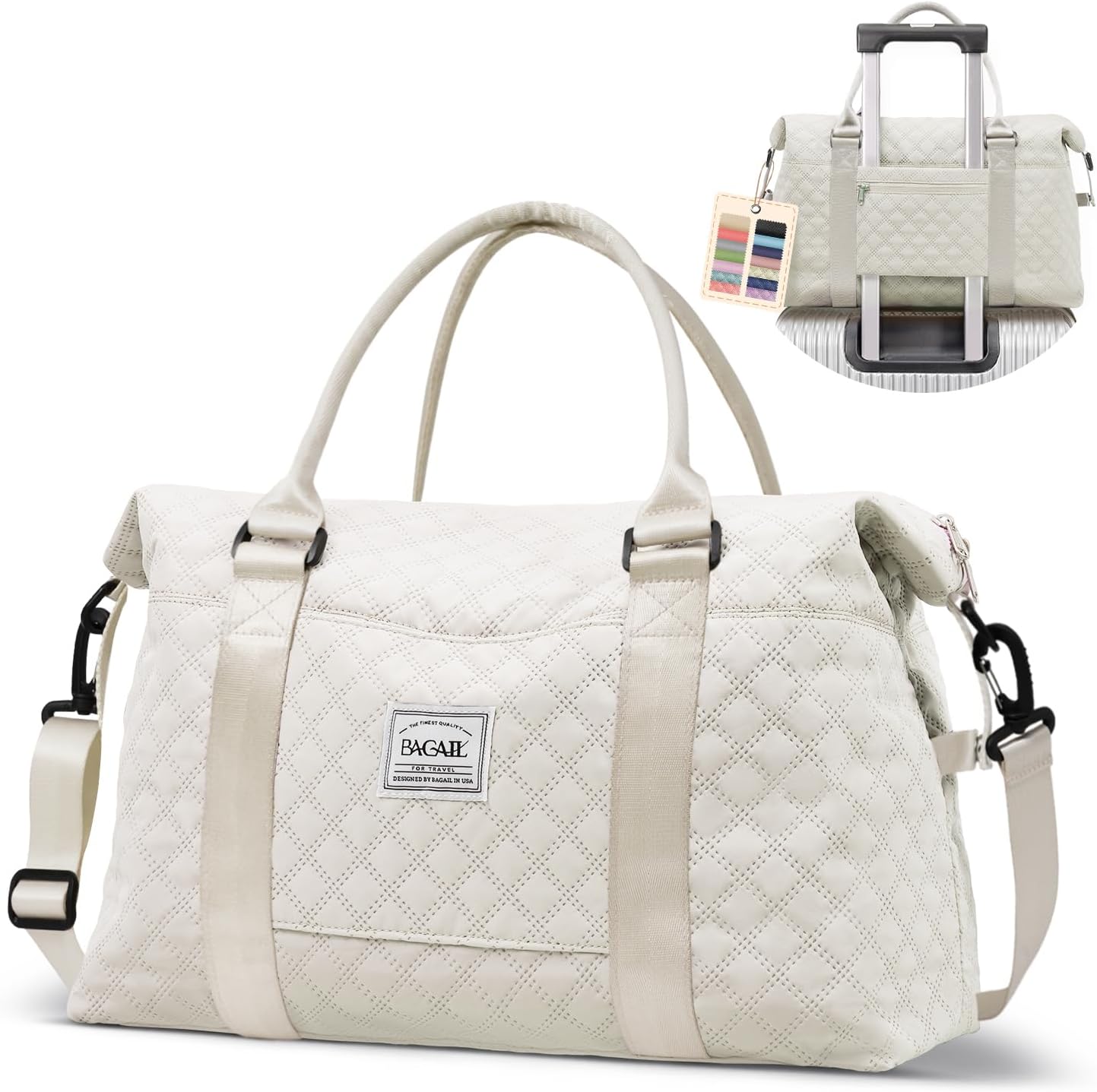 BAGAIL Reistas, weekendtassen voor vrouwen, overnachting gym draagtas met natte zak, ziekenhuis moeder tas voor arbeid en levering, Bb-ivoor, Reizen Duffle - Image 2