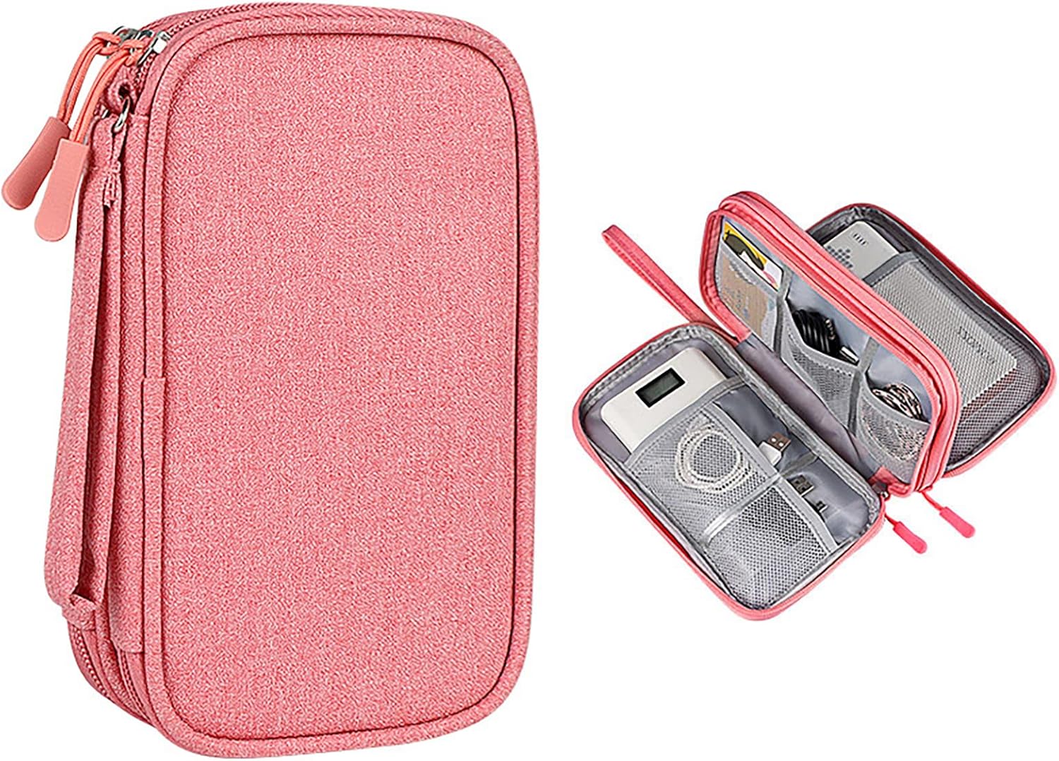 Elektronische Organizer, Travel Cable Organizer Bag Pouch Elektronische Accessoires Carry Case All-in-One Opbergtas voor kabel, snoer, oplader, telefoon roze - Image 2